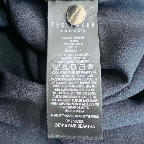 Ted Baker London Womens Multicolor Paisley Pleated Beaatha Blouse Size 3 - Picture 6 of 7